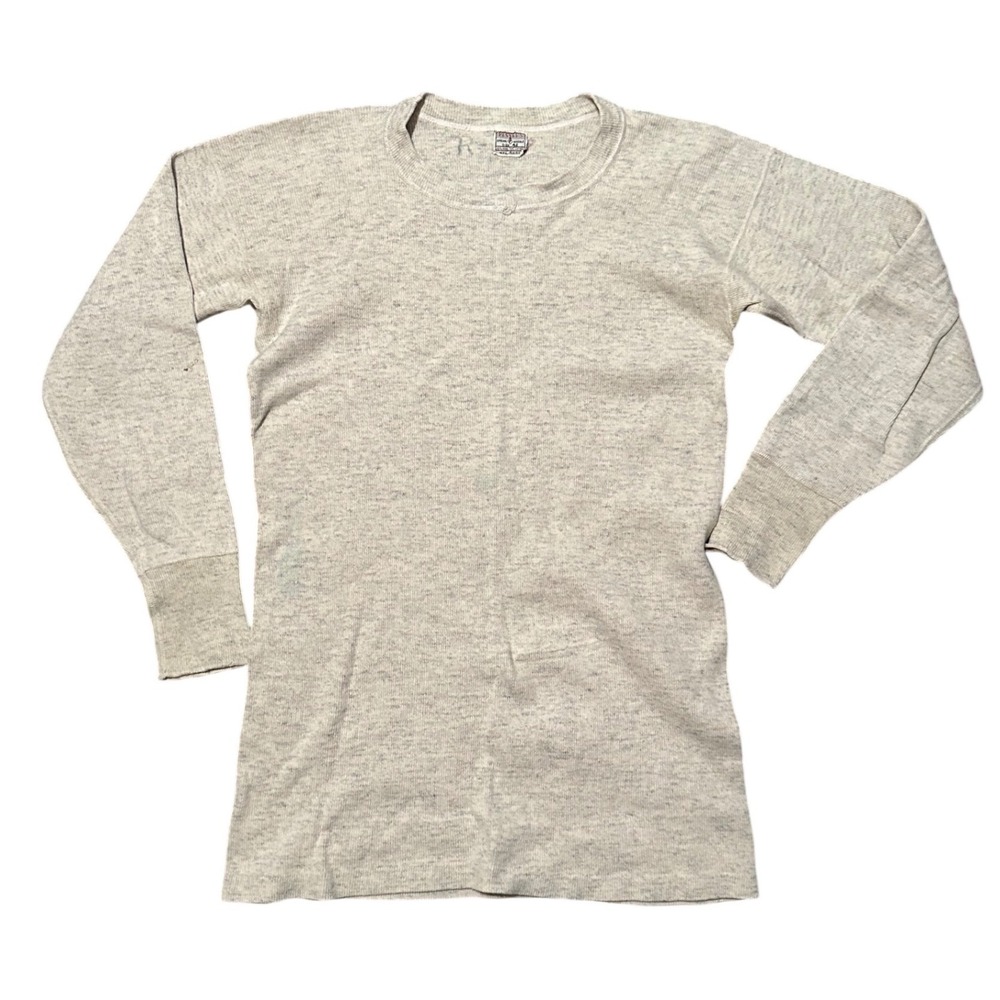 VINTAGE 40's PENNEYS SPRING NEEDLE THERMAL SHIRT SIZE 42 WOOL COTTON LONG SLEEVE
